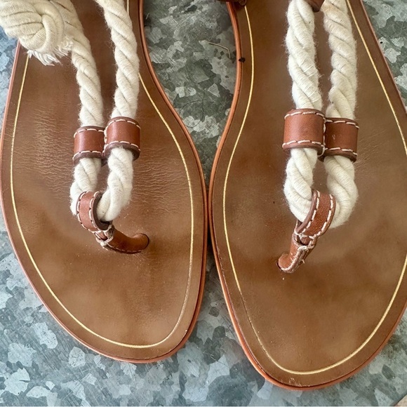 SERGIO ROSSI Leather Rope Thong Flat Sandals size 9 Beach Vacation - Picture 10 of 12